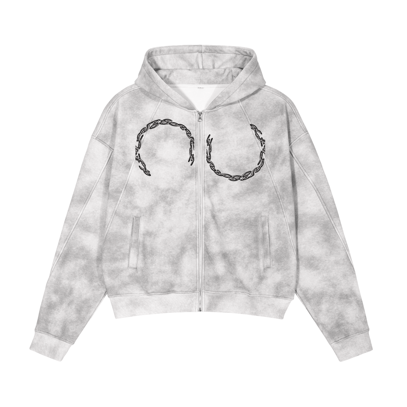 Dirty Washed Zip-Up Fleece Hoodie